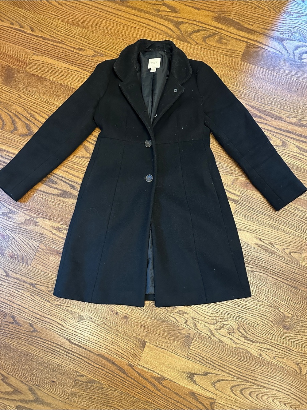 GUC J. Crew Factory Black Wool-Blend Coat; 4